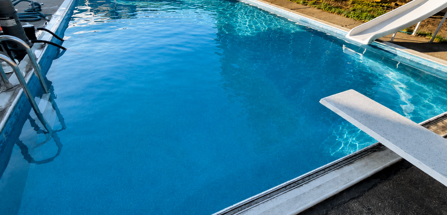 Sparkling clean pool with clear blue water after professional service